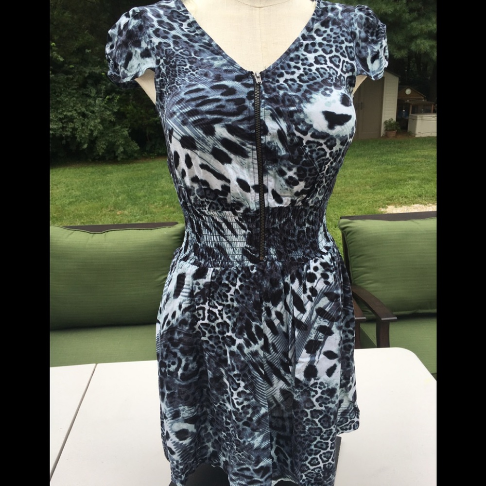 No Boundaries Dress Black Leopard Zip Back